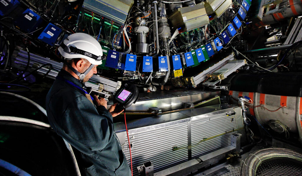 Inside the Large Hadron Collider's ATLAS detector at CERN. Photo by CERN.