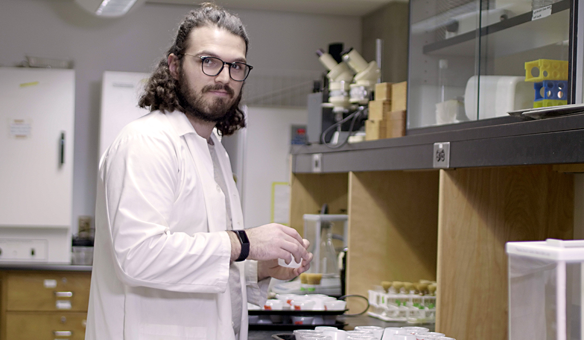 PhD student Matt Muzzatti, who believes cricket protein could play a big role in the solution to our global food crisis